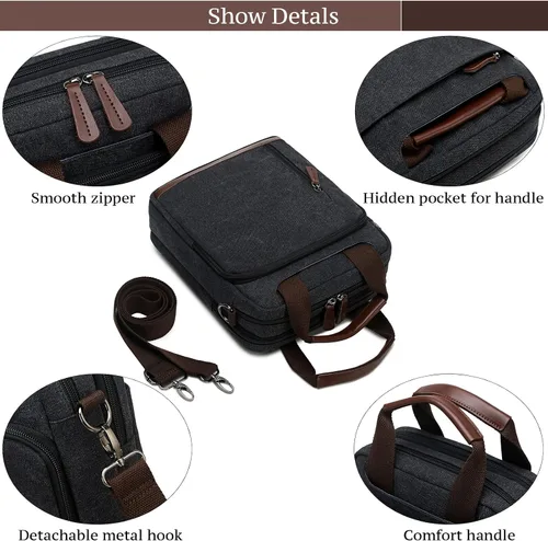 Vista 3 de mygreen Pequeño bolso cruzado de lona para el hombro, bolso de mensajero, bolso de trabajo