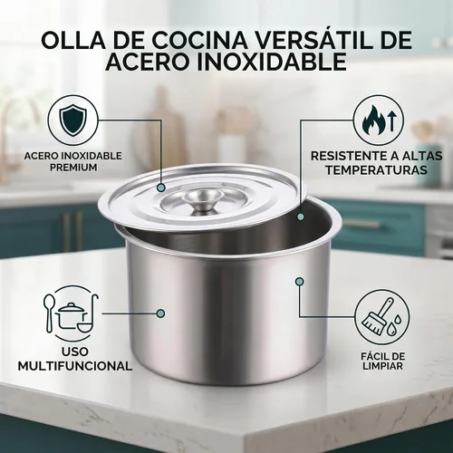 Vista 3 de AUNMAS Olla de 4.7 in, acero inoxidable de 0.2 in de grosor, sin costuras