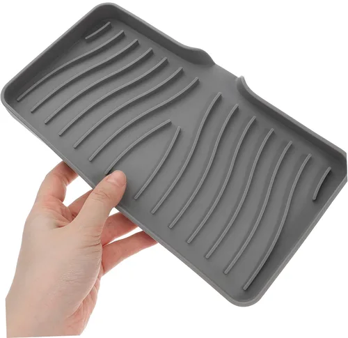 Vista 2 de Jabonera de silicona y soporte de esponja para fregadero de cocina y ducha, bandeja de jabón autodrenante para una fácil limpieza y organización