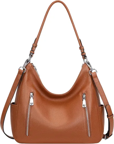 Vista 9 de Over Earth Monederos de cuero genuino Bolso de hombro tipo hobo mediano 01-Negro