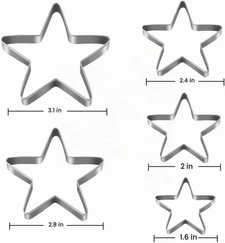 Vista 5 de Juego de 10 cortadores de galletas de acero inoxidable con caja de almacenamiento, forma de corazón de amor y molde en forma de estrella