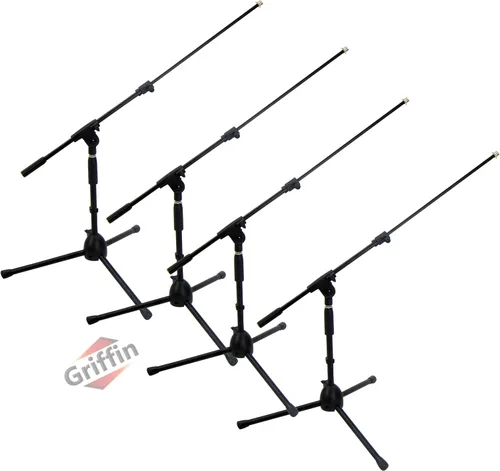 Vista 9 de GRIFFIN Soporte de micrófono corto (serie Low Profile-X) – Soporte de trípode para bombo, amplificadores de guitarra, escritorios de estudio, canto