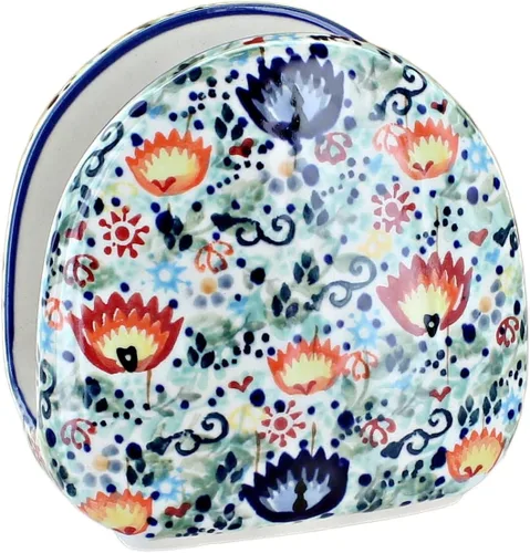 Vista 15 de Blue Rose Polish Pottery - Servilletero de Puntos Pequeños Azules - 5" x 5" - Servilleteros de Cerámica, Accesorios Decorativos para Mesa de Comedor