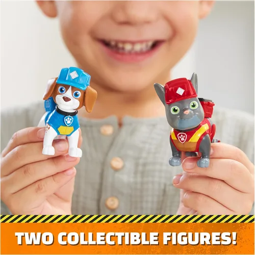 Vista 6 de Rubble & Crew, Figuras de acción de Charger y Wheeler, con arena Kinetic Build-It y 2 herramientas de construcción, juguetes de PAW Patrol