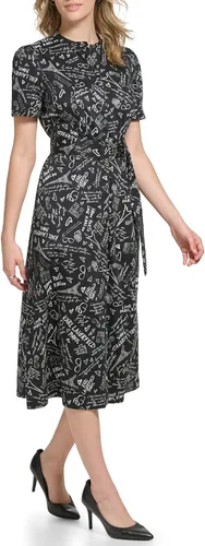 Vista 3 de Karl Lagerfeld Paris Vestido de popelina Paris con logotipo para mujer