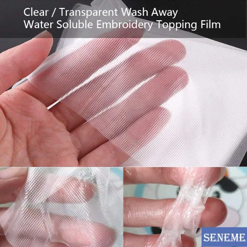 Vista 3 de Estabilizador soluble en agua para película de bordado (rollo de 8 pulgadas x 15 yardas), estabilizadores de bordado transparentes Seneme 35um