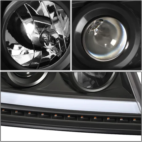 Vista 6 de DNA MOTORING HL-HPL-F15004-BK-CL1 - Faros delanteros negros de repuesto para 04-08 F-150 06-08 Mark LT secuencial persecución ámbar LED señal de giro