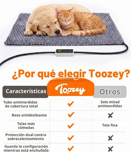 Vista 2 de Toozey Almohadilla térmica para mascotas, alfombra térmica para mascotas Gris