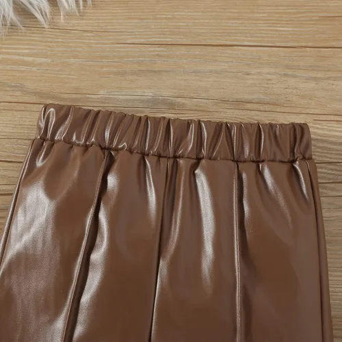 Vista 9 de Conjunto de 2 piezas de ropa de otoño e invierno, camiseta de manga larga abombada, pantalones largos rectos, ropa de moda para bebé