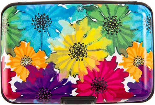 Vista 8 de Soporte para tarjetas de crédito, cartera de metal para tarjetas de bloqueo RFID, mini funda rígida de aluminio delgada para tarjetas de negocios A