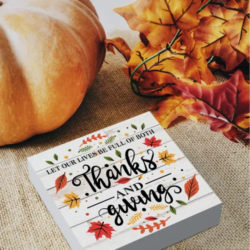 Vista 3 de Cartel rústico de madera de Acción de Gracias, caja de madera decorativa de otoño, bonita caja de madera decorativa para pared, escritorio, hogar