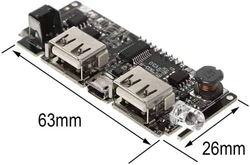 Vista 9 de Módulo de Carga de Batería Dual USB 18650 con Protección 4 piezas, Placa PCB de Banco de Energía, Módulo de Placa de Circuito Dual USB 5V 1A 2.1A