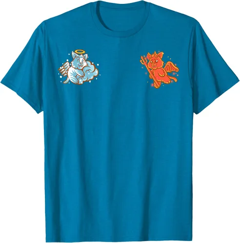 Vista 63 de Camiseta de gato ángel y diablo sentado en tu hombro Nerd Kitten, Negro