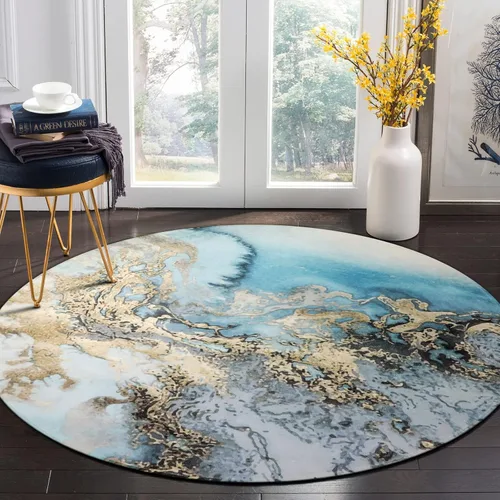 Vista 7 de Alfombra Lahome con diseño de mármol, de 60 x 91 cm, de lana sintética, de estilo envejecido, antideslizante. Alfombra para la entrada