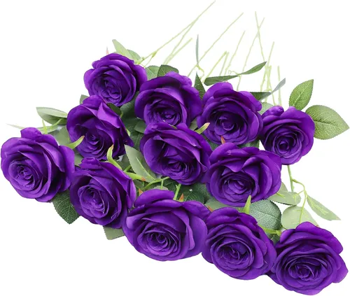 Vista 12 de LVEFIT - 12 rosas artificiales de otoño para decoración de otoño Beige