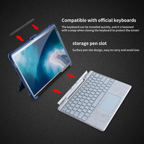 Vista 6 de AOAO Funda para Microsoft Surface Go 4/Surface Go 3/Surface Go 2/Surface Go con correa para el hombro, correa de mano, soporte para lápiz stylus