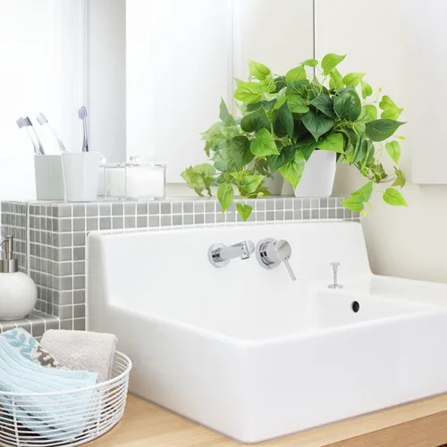 Vista 5 de CEWOR Plantas Artificiales Pothos Falso con Maceta de Plástico Planta Artificial en Maceta para Hogar Oficina Dormitorio Decoración