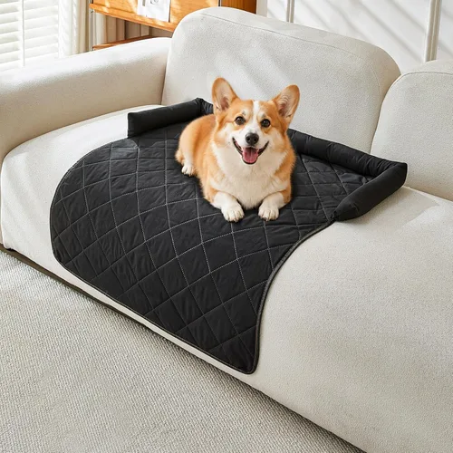 Vista 15 de Alfombrillas calmantes para cama para perros con soporte para el cuello y Negro