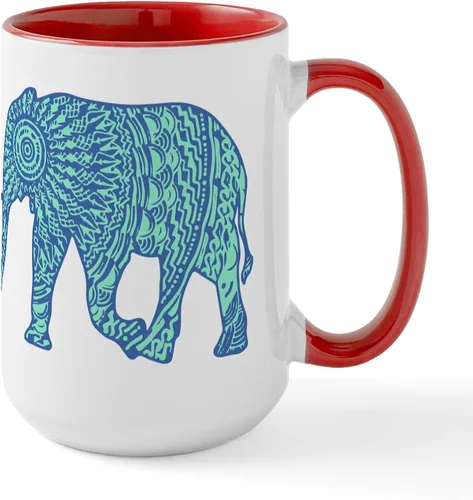 Vista 18 de CafePress Blue Elephant - Taza de café de cerámica de 15 oz (15.0 fl oz)