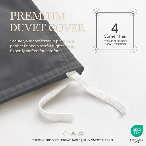 Vista 5 de ROYALE LINENS - Funda de edredón tamaño Queen, 3 piezas de microfibra cepillada suave similar al algodón con cierre de cremallera