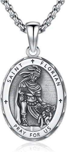 Vista 15 de Collar de amuleto de medalla de San Patrono de plata/oro de 14 39A-St Peregrino-Plata