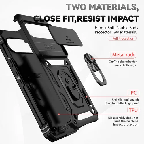 Vista 8 de Funda para Google Pixel 9 Pro XL con cubierta para lente de cámara, protector de pantalla HD, doble capa de grado militar a prueba de caídas