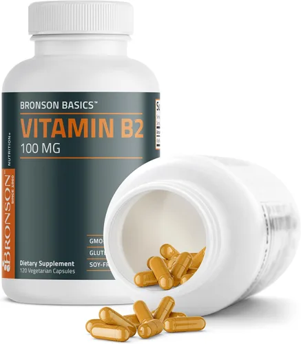 Vista 6 de Bronson Vitamina B2 100 mg sin OMG, 120 cápsulas vegetarianas