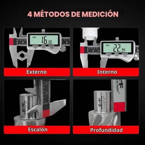 Vista 7 de S&F STEAD & FAST Herramienta de medición de calibrador digital de 6 pulgadas con pantalla LCD extragrande, pinza micrómetro de acero inoxidable