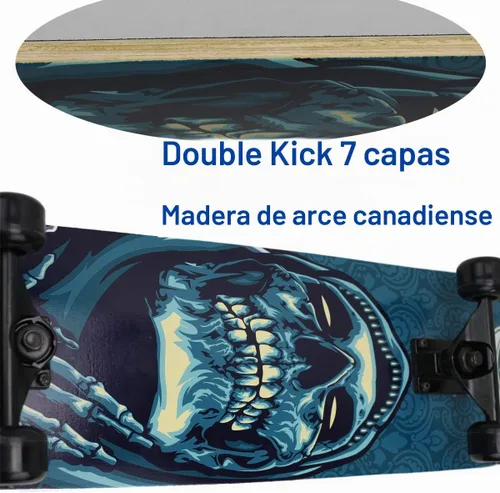Vista 4 de Patineta profesional completa de 31 pulgadas, 7 capas de madera de arce cóncava, patinetas cóncavas de doble patada para adolescentes