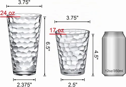 Vista 5 de Amazing Abby Iceberg Vasos Tumblers de 16 Onzas y 24 Onzas (Juego de 12), Vasos Transparentes para Beber, Vasos de Plástico Reutilizables