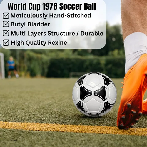Vista 6 de Copa del Mundo 1978 Tango Argentina Match Balón de fútbol, Tango Soccer Ball Tamaño 5, Regalo de fútbol de entrenamiento de tango para fanáticos