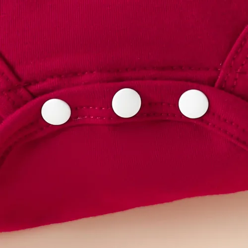 Vista 5 de Conjunto de 3 piezas de mameluco de manga larga con volantes y encaje para bebés y niñas recién nacidas