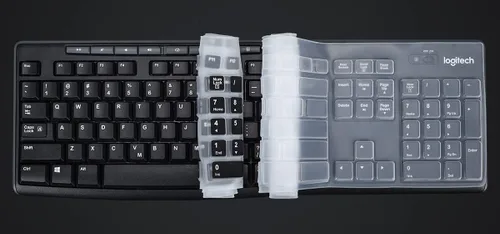 Vista 6 de Cubierta de teclado para teclado Logitech MK370 MK295 MK270 K270, protector de piel para teclado Logitech MK370 MK270 K270 - Negro