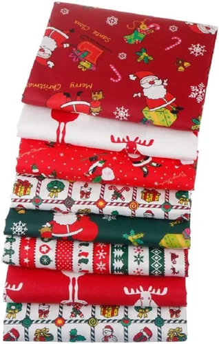 Vista 2 de 8 cuadrados de tela de algodón de 20 x 20 pulgadas, paquetes de tela gruesa para manualidades, costura, acolchados, manualidades (Navidad)