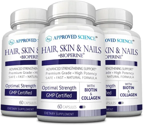 Vista 7 de Approved Science Cabello, piel y uñas - Suplemento de apoyo - Biotina, colágeno, complejo de vitamina B, sílice, bioperina - 60 cápsulas - 1 mes
