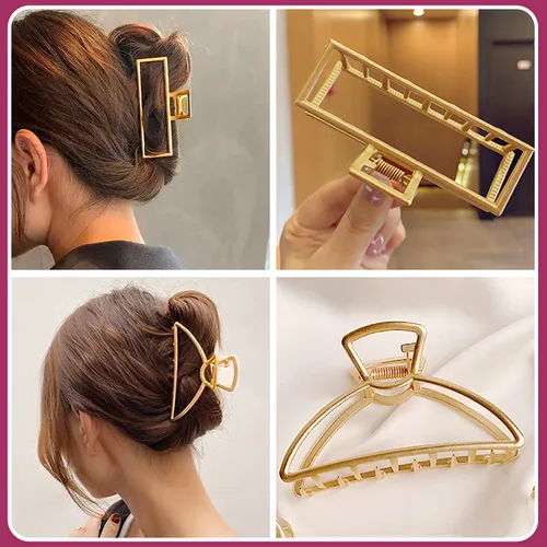 Vista 6 de AIBEE Pinzas grandes de metal para el cabello, 4 pinzas antideslizantes grandes doradas con fuerte sujeción para cabello grueso y fino para mujeres