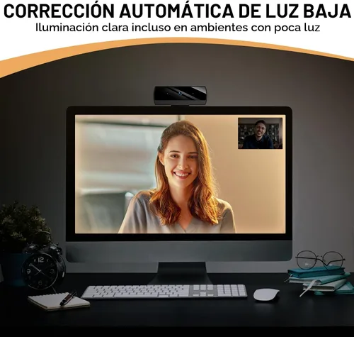 Vista 6 de Diccik Cámara web 1080P con micrófono, cámara web de videollamadas Full HD, cámara web de corrección de luz HD para zoom/Skype/equipos, cámara web