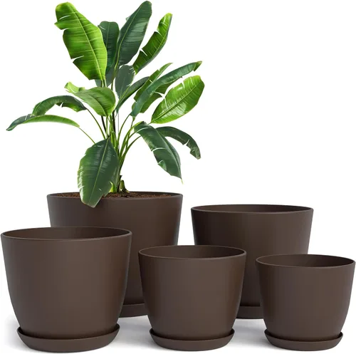 Vista 22 de Utopia Home - Macetas de Interior con Drenaje - Macetas de Flores de 7/6.6/6/5.3/4.8 Pulgadas para Plantas de Interior - Juego de 5 Macetas