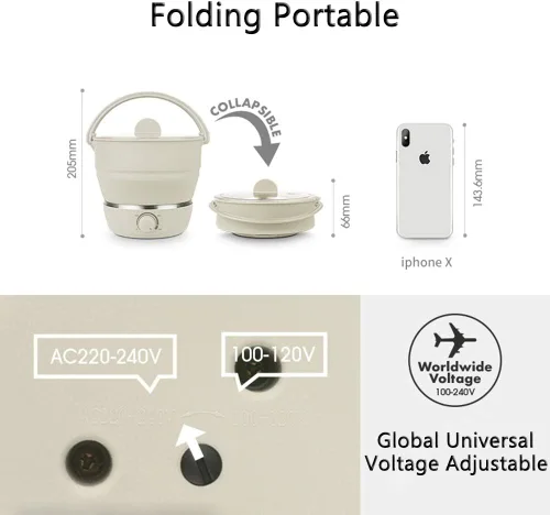 Vista 2 de Drizzle Olla Eléctrica Plegable para Viajes Hot Pot - Hot Pot de Cocción de Doble Voltaje 100V-240V - Utensilios de Cocina de Silicona Grado