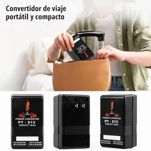 Vista 7 de Voltage Converter 110V to 220V Step-Up & Down Power Two-Way Conversion Voltage Converter Transformer for Travel, RV, Camping (Black)