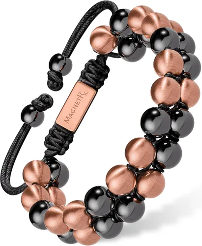 Vista 15 de MagnetRX® Pulsera de hematita y amatista, pulseras magnéticas de hematita de máxima fuerza, pulseras de cuentas moradas con cristales de amatista