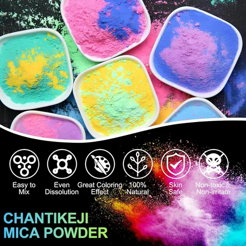 Vista 6 de CHANGTIKEJI Polvo de Mica, 24 Colores - 10g/Botella de Polvo de Pigmento Natural para Resina Epoxy, Fabricación de Jabón, Velas, Brillo de Labios