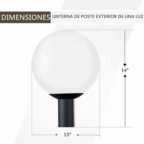 Vista 4 de Sea Gull Lighting 8254-68 Globo al aire libre poste linterna exterior accesorio, uno - luz, plástico blanco