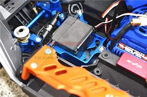 Vista 2 de GPM Para Traxxas 1/10 Maxx 4WD Monster Truck Piezas de actualización de aluminio servo montaje + barra de acoplamiento de acero inoxidable + bocina