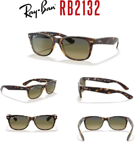 Vista 7 de Ray-Ban RB2132 - Gafas de sol cuadradas polarizadas WAYFARER para hombres y mujeres + paquete con kit de cuidado de gafas iWear de diseñador