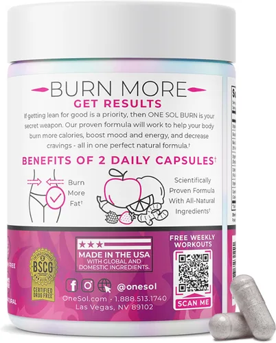 Vista 8 de One Sol Quemador de grasa para mujeres, potenciador natural del metabolismo, quema más calorías, aumenta la energía y el estado de ánimo, reduce