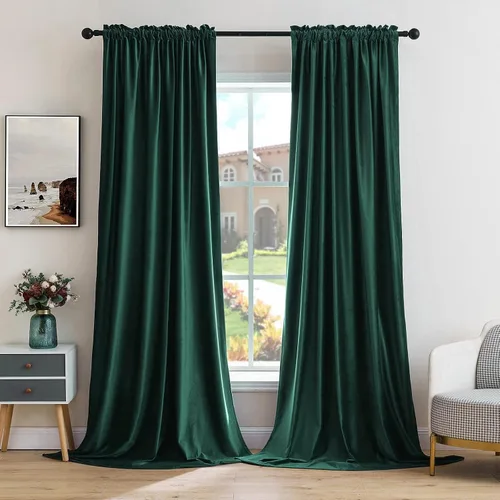 Vista 43 de MIULEE - Juego de 2 paneles de cortinas negro opacas y térmicas de terciopelo para la sala de estar y dormitorio, con bolsillo para cortinero, de 63