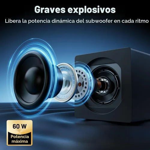 Vista 2 de Nylavee Altavoces de computadora con subwoofer, altavoces de PC 2.1 Negro