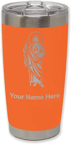Vista 12 de LaserGram Vaso aislado al vacío de 20 onzas, Saint Jude, grabado personalizado incluido (negro)