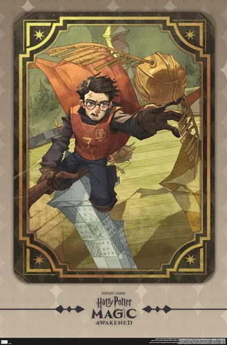 Vista 11 de Trends International Harry Potter: Magic Awakened - Póster de pared de Harry Quidditch, 22.4 pulgadas de largo x 14.7 pulgadas, versión enmarcada